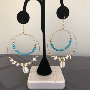 2 sets of shell & turquoise stone earrings NWT
